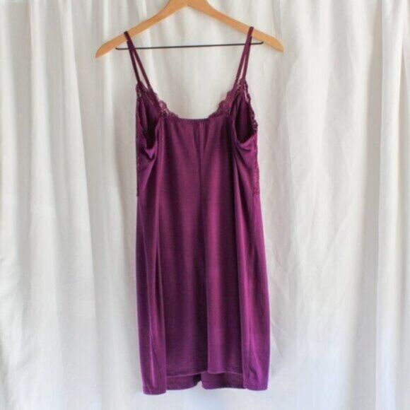 Linea Donatella Purple Babydoll Slip Dress Nightgown Chemise Lace Top Large - Picture 3 of 5
